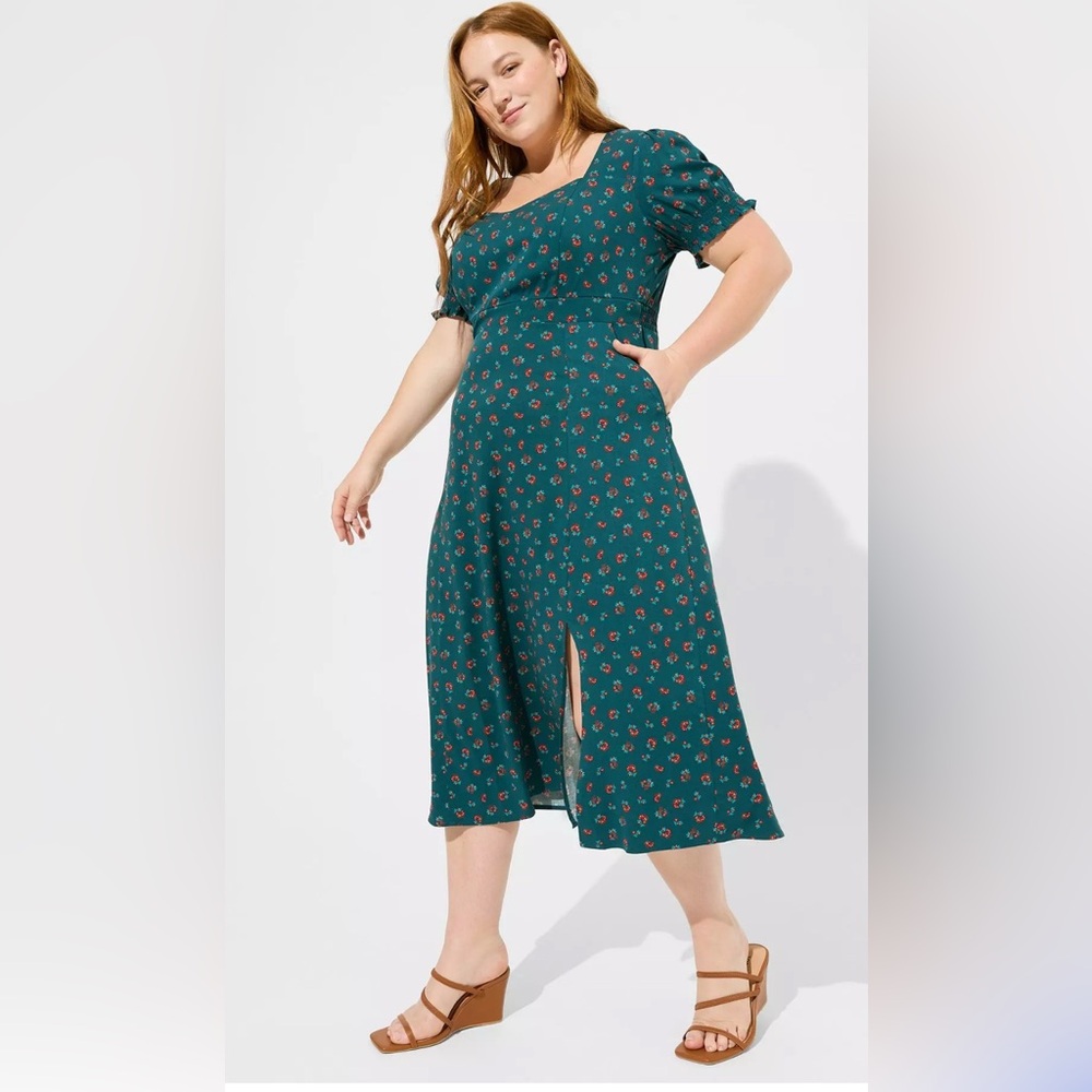 Torrid Teal Floral Maxi Dress